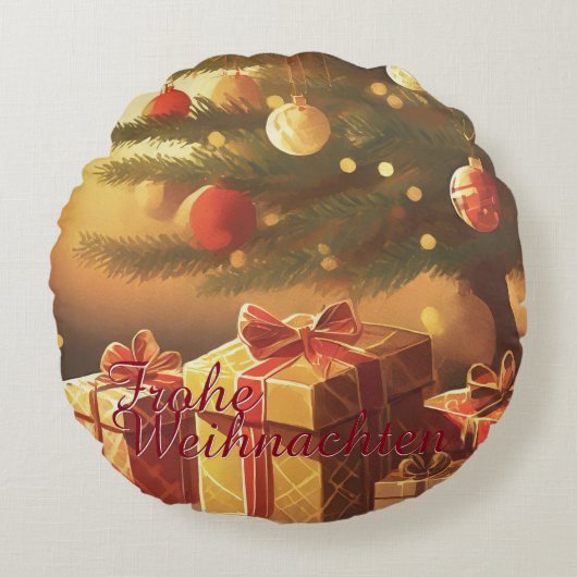 Motiv, mit Geschenken Weihnachtsbaum 37016 ラウンドクッション (正面)