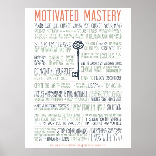 Motivated Mastery Manifesto (18x24 inches) ポスター (正面)