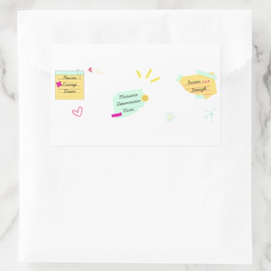 Motivation and positive vibes 長方形シール (バッグ)