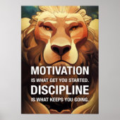Motivation Discipline Lion Motivational Quotes ポスター (正面)