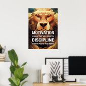 Motivation Discipline Lion Motivational Quotes ポスター (ホームオフィス)