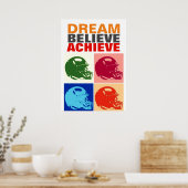 Motivation Dream Believe Achieve Football Pop Art ポスター (キッチン)