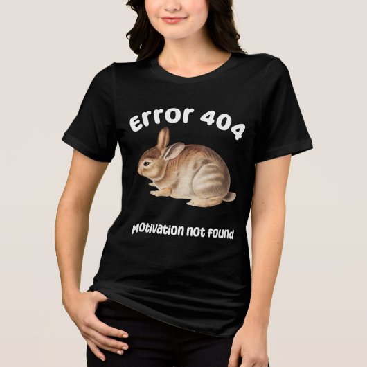 Motivation Not Found Rabbit – グラフィッおもしろいク トライブレンドTシャツ (正面)