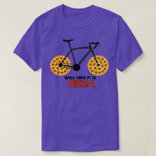 Motivation Wheel Pizza Bicycle Biker Statement Tシャツ (デザイン正面)