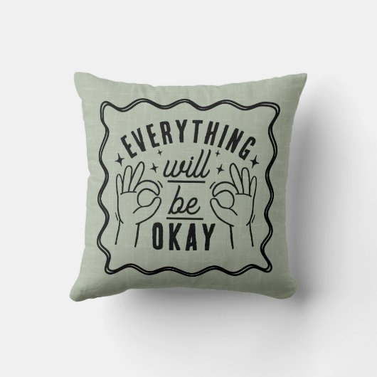 Motivational Affirmations Everything Will Be Okay クッション (裏面)