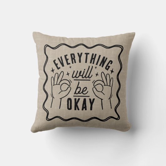 Motivational Affirmations Everything Will Be Okay クッション (裏面)