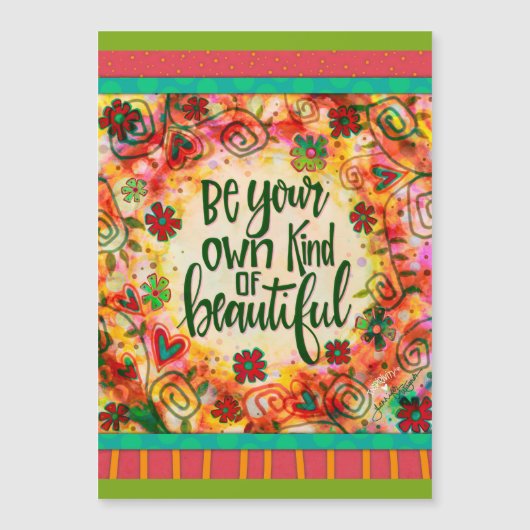 Motivational Be You Beautiful Floral Magnetic Card (正面)