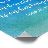 Motivational Bible Verse Blue Watercolor Ombre ポスター (角)