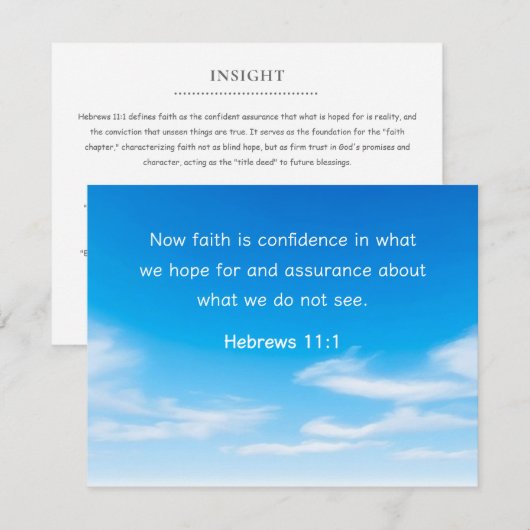 Motivational Bible Verse Hebrews 11:1 Church ノートカード (正面/裏面)