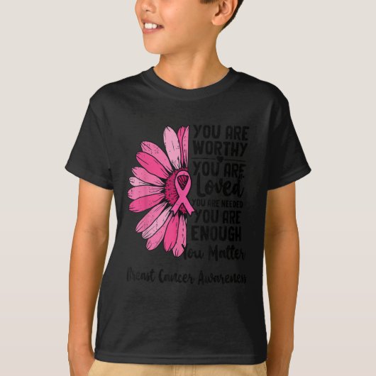 Motivational Breast Cancer Awareness Sunflower Nk  Tシャツ (正面)
