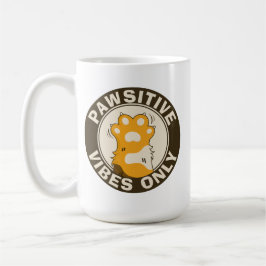 Motivational Cat Pawsitive vibes only Cute Pun コーヒーマグカップ
