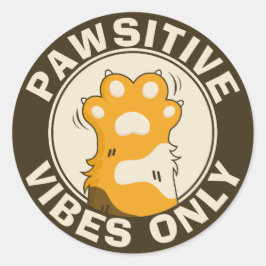 Motivational Cat Pawsitive vibes only Fun Paw ラウンドシール