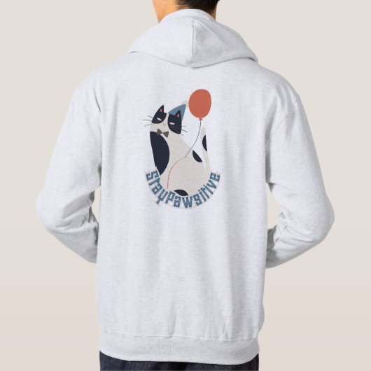 Motivational Cat Pun Stay Pawsitive Gift Hoodie パーカ (裏面)