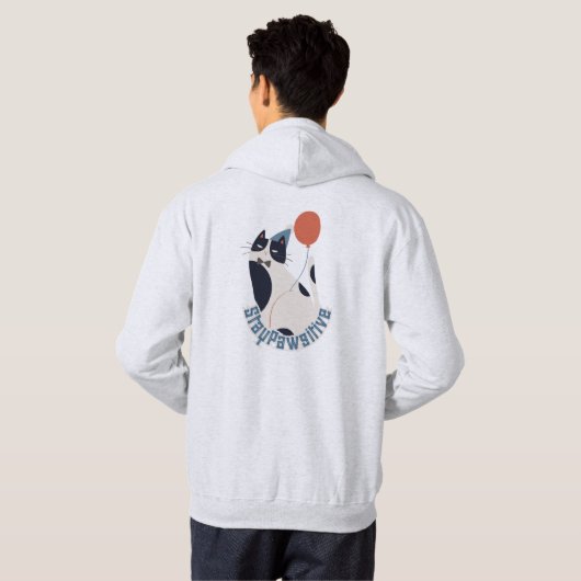 Motivational Cat Pun Stay Pawsitive Gift Hoodie パーカ (裏面フル)