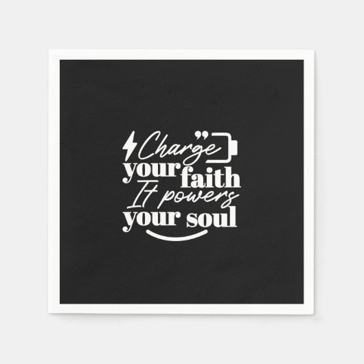 Motivational Christian Quote – Charge Your Faith スタンダードカクテルナプキン (正面)