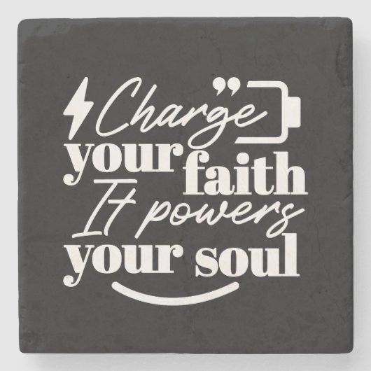 Motivational Christian Quote – Charge Your Faith ストーンコースター (正面)