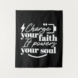 Motivational Christian Quote – Charge Your Faith タペストリー