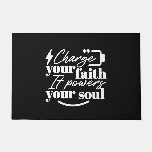 Motivational Christian Quote – Charge Your Faith ドアマット (正面)