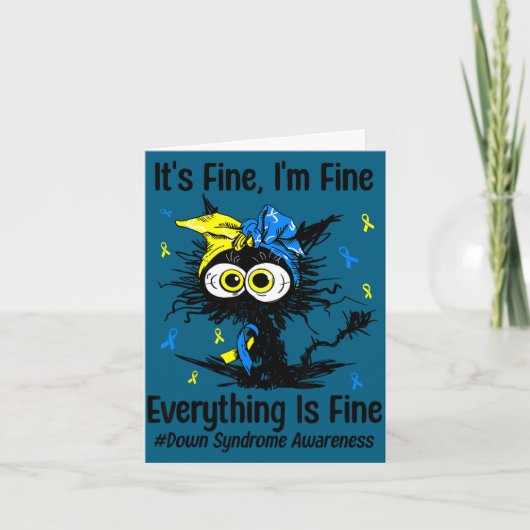 Motivational down syndrome awareness cat t21 カード (正面)