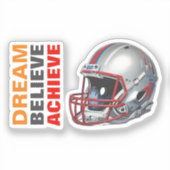 Motivational Dream Believe Achieve Football シール (正面)