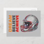 Motivational Dream Believe Achieve Football ポストカード (正面/裏面)