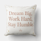 Motivational Dream Big Work Hard Rose Gold Throw P クッション (正面)