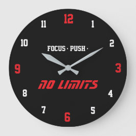 Motivational Fitness Wall Clock Black ラージ壁時計