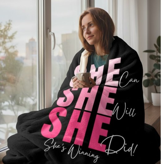 Motivational Fleece Blanket for Women フリースブランケット