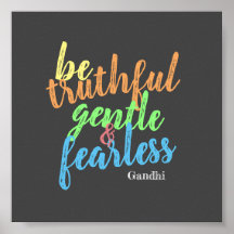 motivational Gandhi be fearless quote colorful