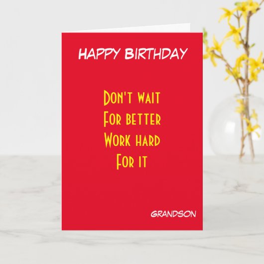 motivational grandson birthday カード (黄色い花)