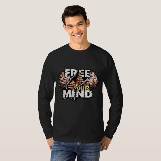Motivational Graphic Long Sleeve T-Shirt for Men Tシャツ (正面フル)