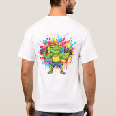 Motivational Gym Frog Weightlifting Colorful Art T Tシャツ (裏面)