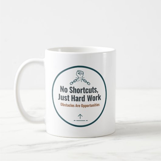 Motivational Hard Work Quote Design – No Shortcuts コーヒーマグカップ (左)