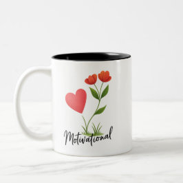 Motivational Heart & Flower Two-Tone Mug ツートーンマグカップ