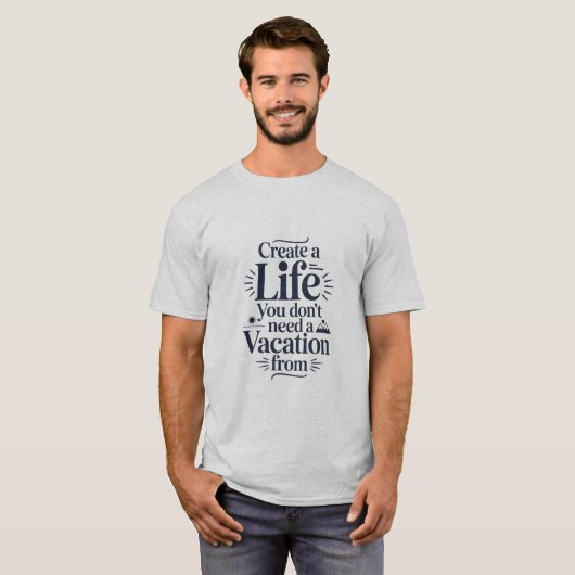 Motivational Life Quote Dark Blue Typography Tシャツ (正面フル)