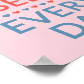 Motivational Love Quote Red And Blue Hearts Pink ポスター (角)