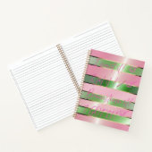 Motivational Luxe Pink and Green Striped ノートブック (内部)
