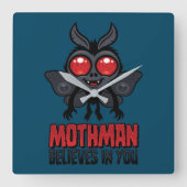 Motivational Mothman Believes In You スクエア壁時計 (正面)