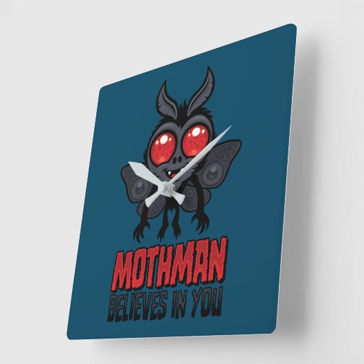 Motivational Mothman Believes In You スクエア壁時計 (傾斜)