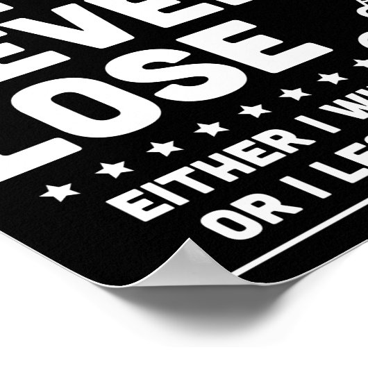 Motivational Never Lose Chess Quote  ポスター (角)