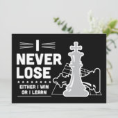 Motivational Never Lose Chess Quote Black White カード (スタンド正面)