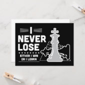 Motivational Never Lose Chess Quote Black White カード (正面/裏面インサイチュ)