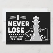 Motivational Never Lose Chess Quote Black White カード (正面)