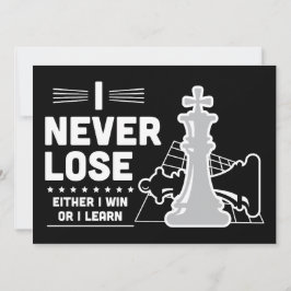 Motivational Never Lose Chess Quote Black White カード