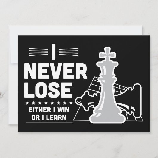 Motivational Never Lose Chess Quote Black White カード (正面)