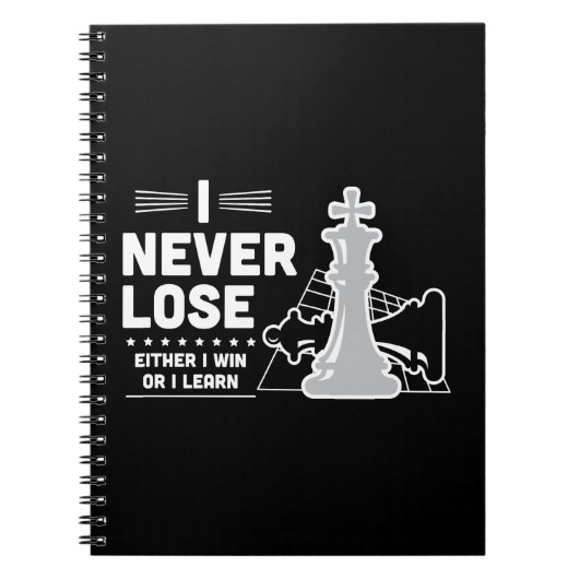 Motivational Never Lose Chess Quote Black White ノートブック (正面)