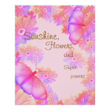 Motivational Pink Floral Butterfly