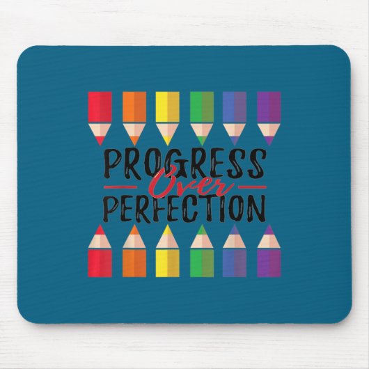 Motivational Progress Over Perfection Back To Scho マウスパッド (正面)