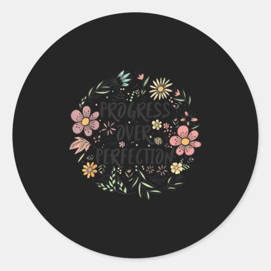 Motivational Progress Over Perfection Back To Scho ラウンドシール (正面)