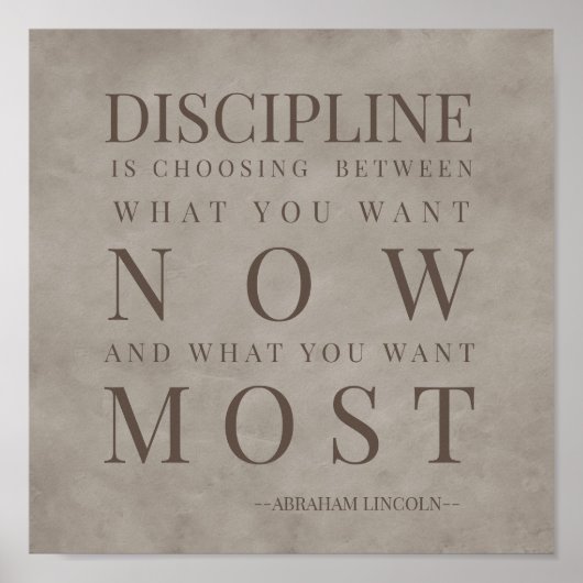 Motivational Quote About Discipline Lincoln Brown ポスター (正面)